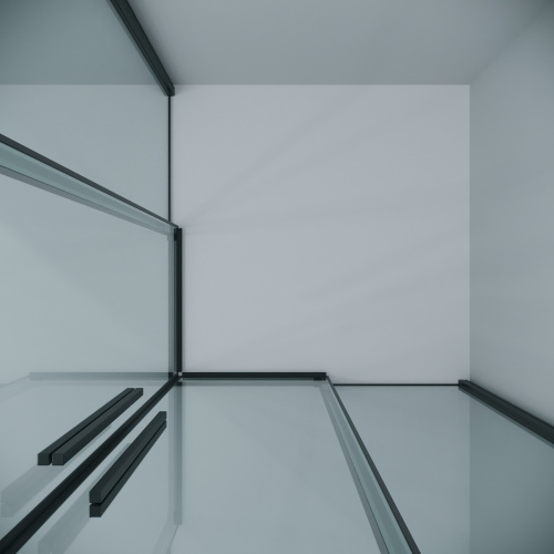 картинка Душевая перегородка 1/2 Grossman Galaxy 1/2.K33.01.70.21.00 (70х195) черный матовый,стекло прозрачное, 1 место от магазина Сантехстрой