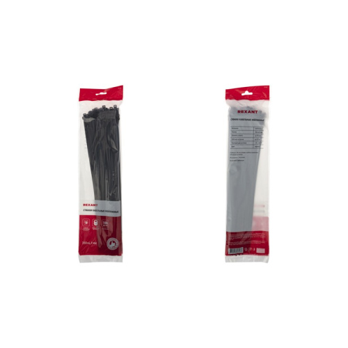 картинка Хомут-стяжка кабельная нейлоновая 350x4,8мм,  черная (100 шт/уп) REXANT от магазина Сантехстрой