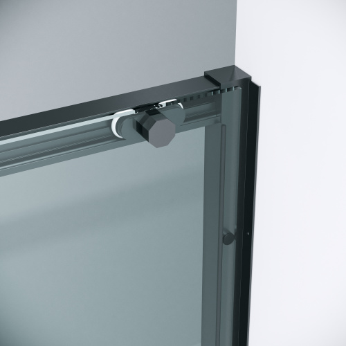 картинка Дверь в нишу 100.K33.05.110.21.00 Style (110*195) черный матовый, стекло прозрачное, 1 место от магазина Сантехстрой