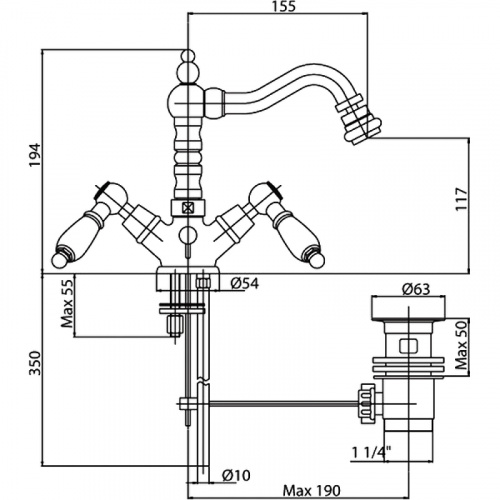 фото смеситель для биде cezares first-bs2-03/24-bi золото 24 карат