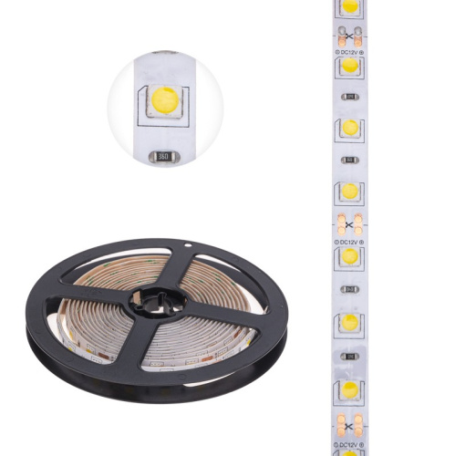 картинка Лента светодиодная 12В,  SMD5050, 14,4Вт/м,  60 LED/м,  4000К,  10мм,  3м,  для БП с клеммами,  IP65 LAMPER от магазина Сантехстрой