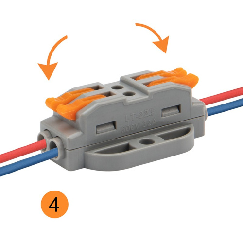 картинка Клемма СМК 222-422P проходная 2 полюса,  с монтажной площадкой (0,08-4 мм²),  серая (50 шт. /уп. ) REXANT от магазина Сантехстрой