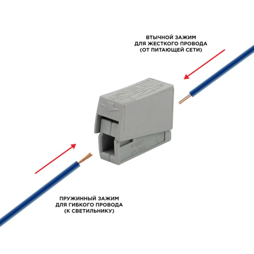 картинка Строительно-монтажная клемма СМК 224-101 для светильника на 1 проводник (0,2-2,5)/(0,14-2,5) мм²,  серая (100 шт. /уп. ) REXANT от магазина Сантехстрой
