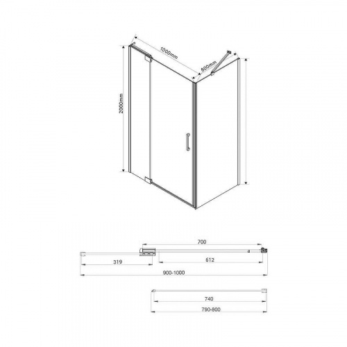 картинка Душевой уголок Vincea Extra 100х80 VSR-1E901080CL профиль Хром стекло прозрачное от магазина Сантехстрой