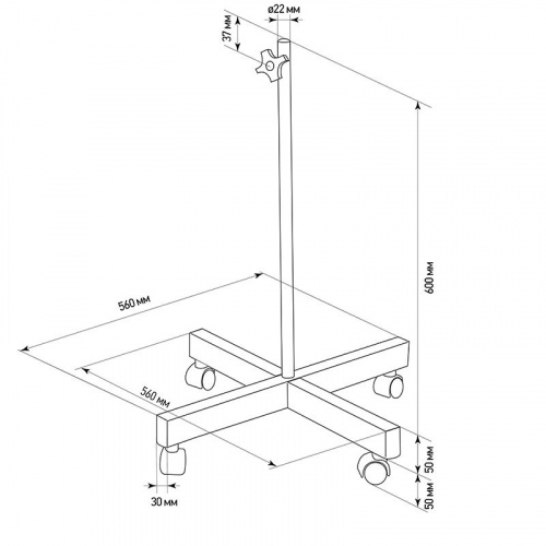 картинка Стойка (штатив) напольная мобильная для луп с подсветкой,  четырехлучевая,  белая (SM) REXANT от магазина Сантехстрой