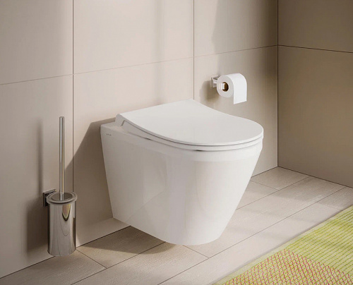 картинка Комплект унитаза с инсталляцией Vitra Integra Round 9856B003-7205 с сиденьем Микролифт и клавишей смыва Хром глянцевый от магазина Сантехстрой
