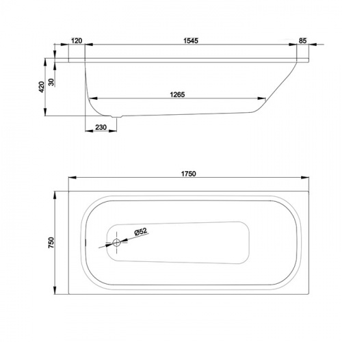 картинка BETTE Form 2020 Ванна 175х75х42 см., с системой антишум, антислип SENSE, цвет белый от магазина Сантехстрой