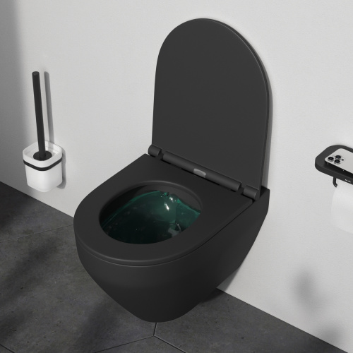 картинка C701700MBSC Spirit V2.0 подвесной унитаз FlashClean с сиденьем микролифт, черн мат от магазина Сантехстрой