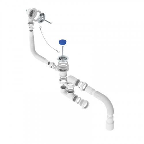 картинка Сифон для ванны 1 1/2"х40 регулируемый с вып. и пер. с г/т 40/50 от магазина Сантехстрой