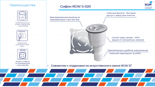 картинка Сифон RGW 502402000-01 S-020 от магазина Сантехстрой