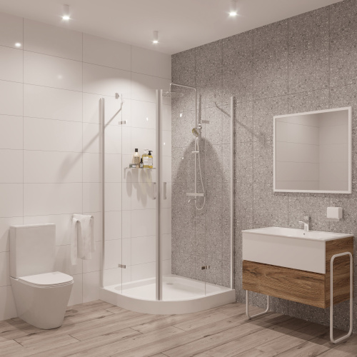 картинка Душевое ограждение Niagara Nova NG-6616-08 (100х100х190) четверть круга,хром,двери распашные,стекло прозрачное,1 место от магазина Сантехстрой