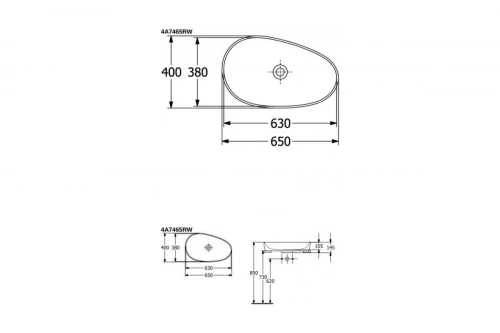 картинка Раковина накладная Villeroy & Boch Antao 650x400x146 мм, цвет Pure Black 4A74 65 R7 00337447 от магазина Сантехстрой