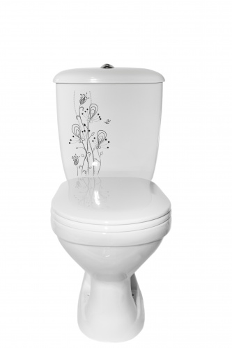 картинка Унитаз-компакт Суперкомпакт декор Цветы А Стандарт, сиденье полипропилен (44901110222) от магазина Сантехстрой