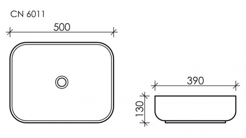 картинка CN6011 Умывальник чаша накладная прямоугольная Element 500*390*130мм от магазина Сантехстрой