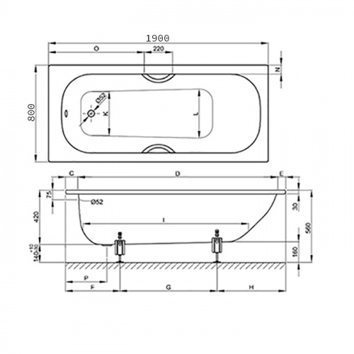 картинка BETTE Form 2020 Ванна 1900х800х420 мм., с системой антишум, BetteGlasur® Plus, цвет белый от магазина Сантехстрой