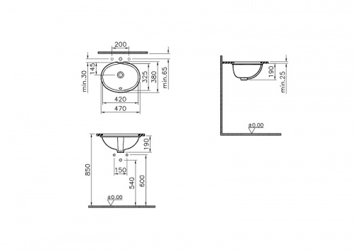 картинка Раковина Vitra Arkitekt 47 6039B003-0012 Белая от магазина Сантехстрой