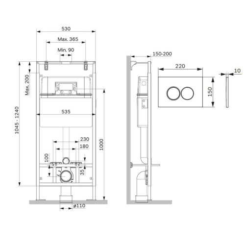 картинка I012710.0138 MasterFit инсталляция для подвесного унитаза с клавишей ProC L, мат.черный от магазина Сантехстрой