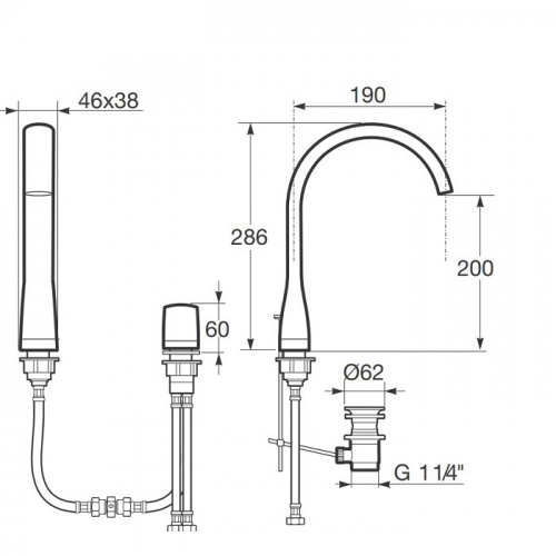 картинка ARMANI ROCA ISLAND Смеситель для раковины на 2 отверстия, с хромированным донным клапаном, цвет Greige от магазина Сантехстрой