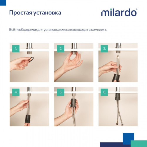 картинка Смеситель Milardo для кухни черный матовый Poli (POLBLL0M05) от магазина Сантехстрой