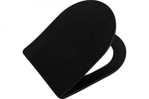 картинка Подвесной безободковый унитаз Art&Max OVALE с сиденьем в комплекте, чёрный матовый AM011CHR-MB/SC от магазина Сантехстрой