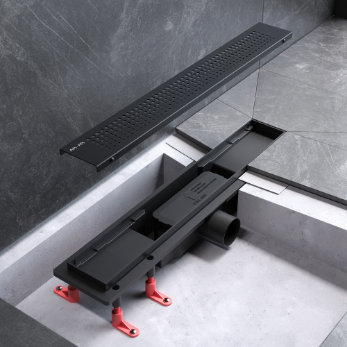 картинка W02SC-P11-050-01BM PrimeFlow Трап для душа линейный универс затвор Cut Gradient 50см цвет черн мат от магазина Сантехстрой