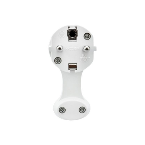 картинка Вилка Евро угловая с з/к 16 А плоская за шкаф белая REXANT от магазина Сантехстрой