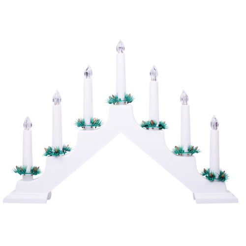 картинка Новогодняя горка 7 свечек,  цвет корпуса: Белый,  цвет свечения: ТЕПЛЫЙ БЕЛЫЙ от магазина Сантехстрой