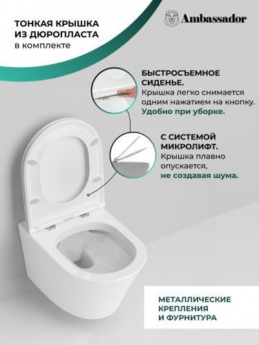 картинка Унитаз Ritz 233K19003RS (530*360*350) подвесной БЕЗОБОДКОВЫЙ, 2 места от магазина Сантехстрой