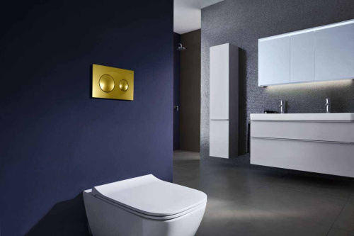 картинка Кнопка смыва Azario двойная, золото матовое (AZ-8200-0014) от магазина Сантехстрой