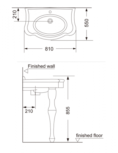 картинка Раковина на двух фигурных ножках Creo Ceramique ORLEANS 810х550х855, белая от магазина Сантехстрой