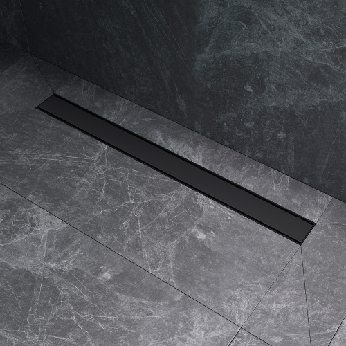 картинка W02SC-U11-080-04BM PrimeFlow Трап для душа линейный универс затвор Tile 80см цвет черн мат от магазина Сантехстрой