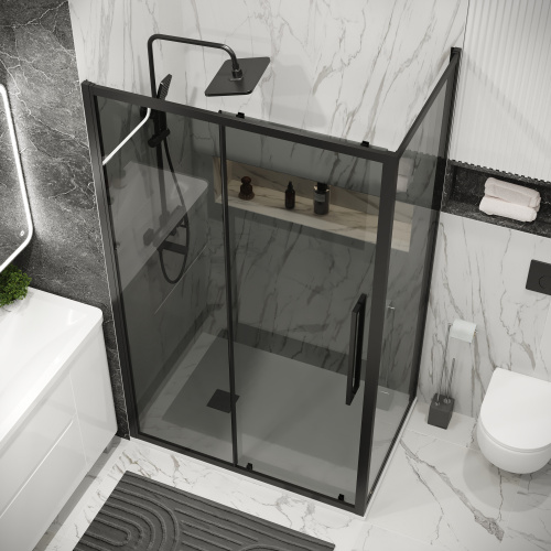 картинка Боковая стенка Grossman Cosmo 200.K33.02.80.21.10 (80х195) черный матовый,стекло тонированное, 1 место от магазина Сантехстрой