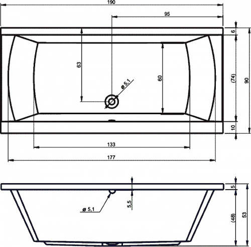 картинка Акриловая ванна Riho Julia 190x90 B023001005 (BA6900500000000) без гидромассажа от магазина Сантехстрой