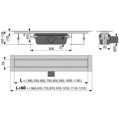 картинка Душевой лоток Alcaplast Marble APZ15S-850 с решеткой под плитку от магазина Сантехстрой