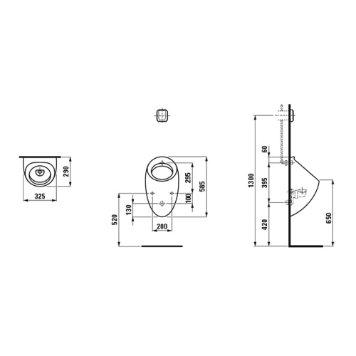 картинка Laufen Alessi One Пиccуар 325х290х585мм, без крышки, без сифона, с покр. LLC, цвет: белый от магазина Сантехстрой