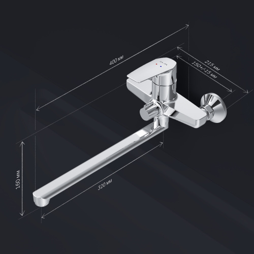 фото f90a90000 gem, смеситель для ванны/душа, излив 320 мм, хром, шт.