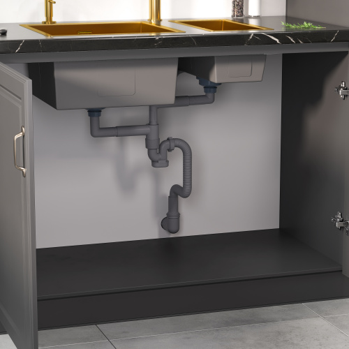 картинка Сифон для двучашевой кухонной мойки БЕЗ ВЫПУСКА Reflexion Part RX9002PT от магазина Сантехстрой