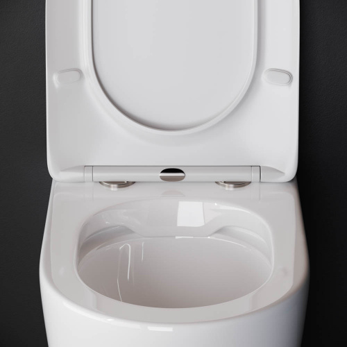 картинка CN1812 Унитаз соло HIGHLIGHT Rimless, с крепежом, с сиденьем-крышкой с микролифтом от магазина Сантехстрой