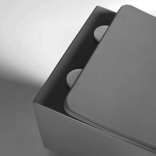 картинка Унитаз подвесной Q-Line VT1-12MA безободковый, ультратонкое soft close сиденье, антрацит матовый от магазина Сантехстрой