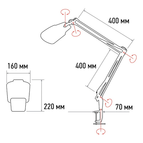 картинка Лупа на струбцине квадратная 3D+20D с подсветкой 6LED,  серия EXPERT,  белая (8603L) REXANT от магазина Сантехстрой