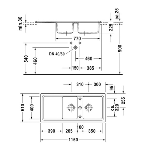 картинка Duravit Cassia Кухонная мойка Cassia 80 1160x510, бежевая от магазина Сантехстрой