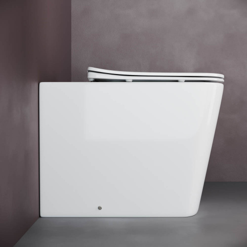 картинка CN1809 Унитаз соло CUBIC Rimless, с крепежом, с сиденьем-крышкой с микролифтом от магазина Сантехстрой