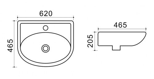 картинка Раковина Azario 63х47,5х22 подвесная, белая (TEO-60) от магазина Сантехстрой