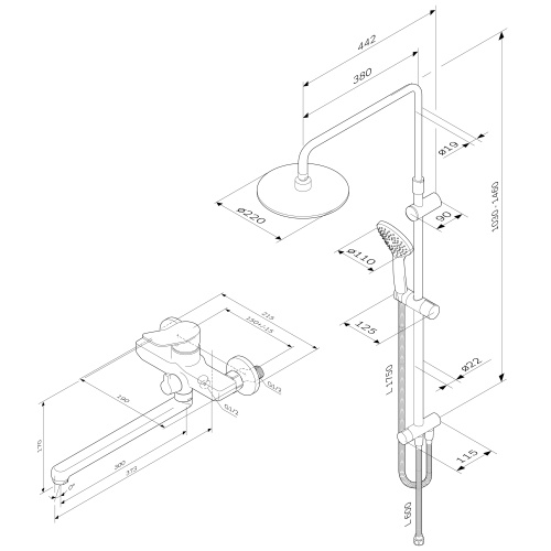 картинка F40885A94 Набор X-Joy: душевая система, смеситель для ванны/душа излив 300 мм, хром, шт. от магазина Сантехстрой