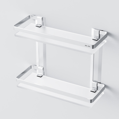 картинка A7455200  Sense L Полка двухуровневая стеклянная, алюминий от магазина Сантехстрой