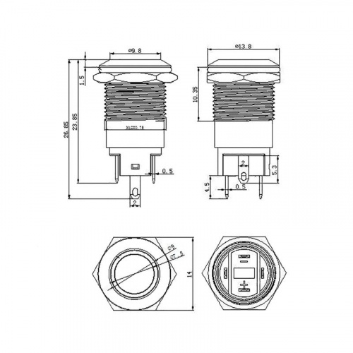картинка Кнопка антивандальная Ø12 Фикс (2с) OFF-ON выпуклая (A12-B2) REXANT от магазина Сантехстрой