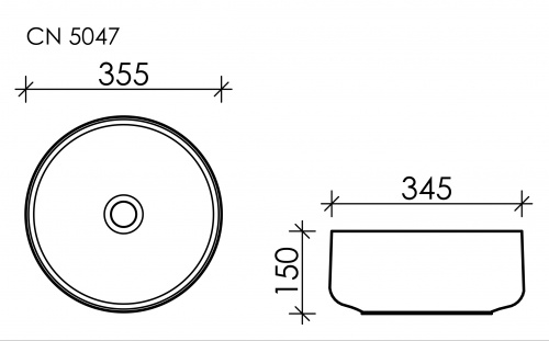 картинка CN5047 Умывальник чаша накладная круглая Element 355*355*150мм от магазина Сантехстрой