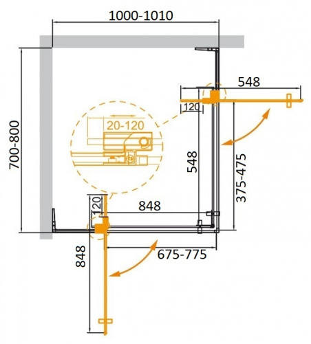 картинка Душевой уголок CEZARES SLIDER-AH-2-70/80-100/110-C-NERO от магазина Сантехстрой