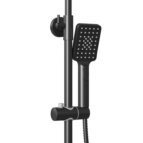 картинка Душевая стойка Cosmo 500.K35.02.210 с верхним душем, ручной лейкой и смесителем, черный матовый от магазина Сантехстрой