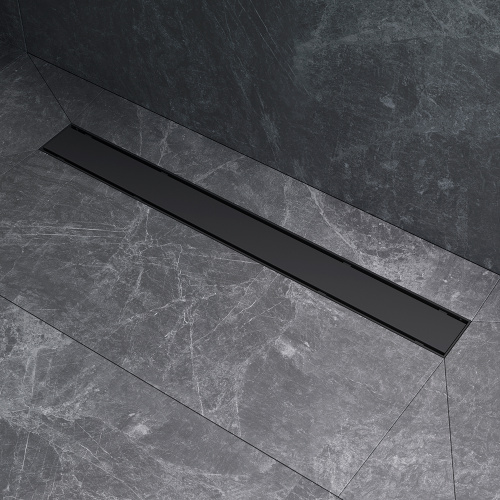 картинка W02SC-U11-070-04BM PrimeFlow Трап для душа линейный универс затвор Tile 70см цвет черн мат от магазина Сантехстрой